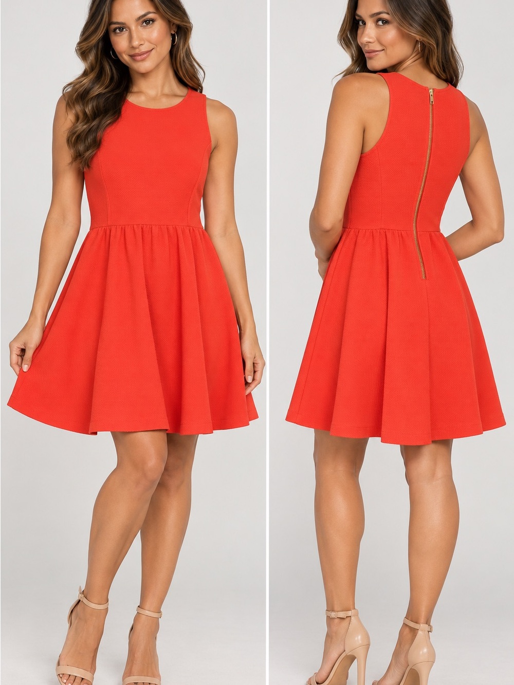 Charming Charlie Sleeveless Fit-and-Flare Dress in Coral
